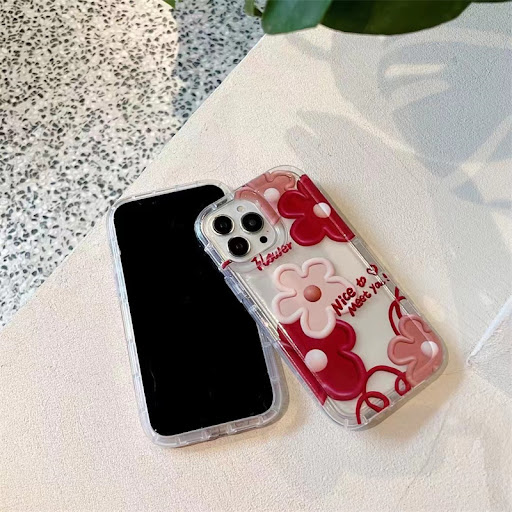 Title 2, Retro Oil Painting Red Flower Phone Case. Prote...