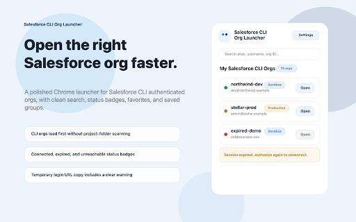 Salesforce CLI Org Launcher screenshot 1