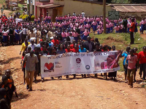 Participants during celebrations to mark a past International Day of the Girl Child in Kisii County.