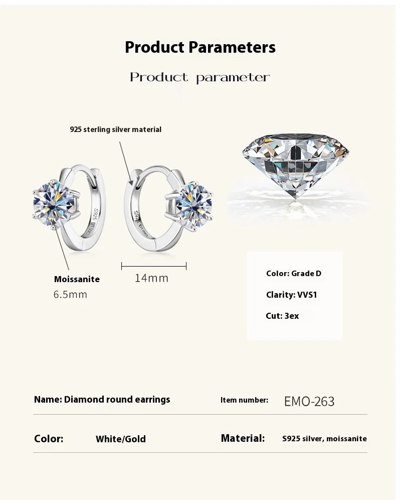 Title 4, Orecchini in argento S925 con moissanite sempli...