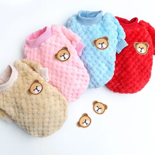 New Warm Fleece Pet Clothes Cute Print Coat Small Medium Dog Cat Shirt Jacket Teddy French Bulldog Chihuahua Winter Outf