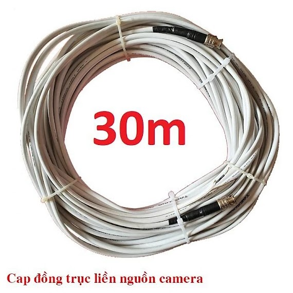 Dây Camera Cáp Đồng Trục Liền Nguồn Rg59+2C Đồng Nguyên Chất - Đã Bấm Sẵn 2 Đầu