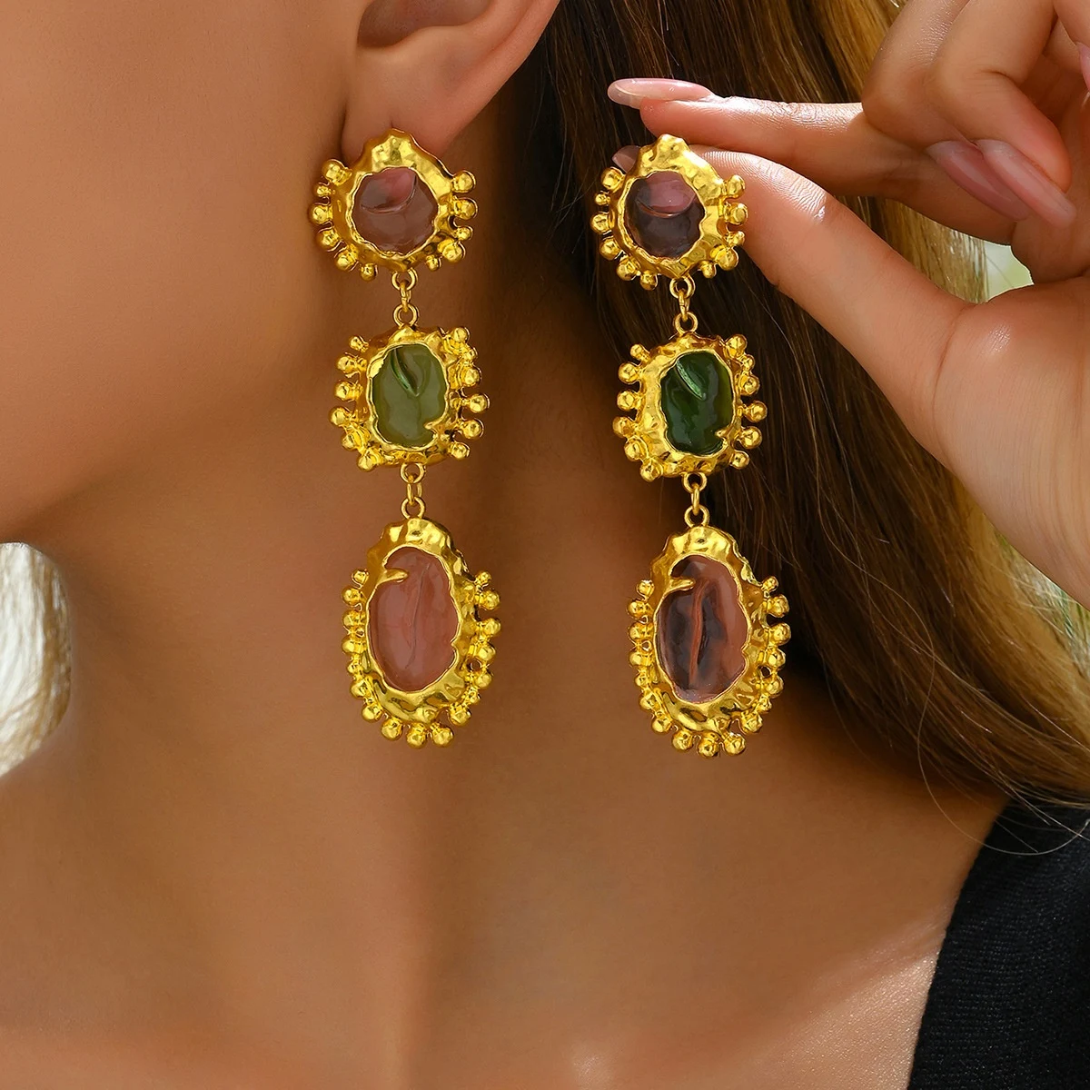 Title 5, Boucles doreilles Retro Trendy en Cristal Incr...