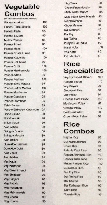 Chaitanya Paranthas menu 