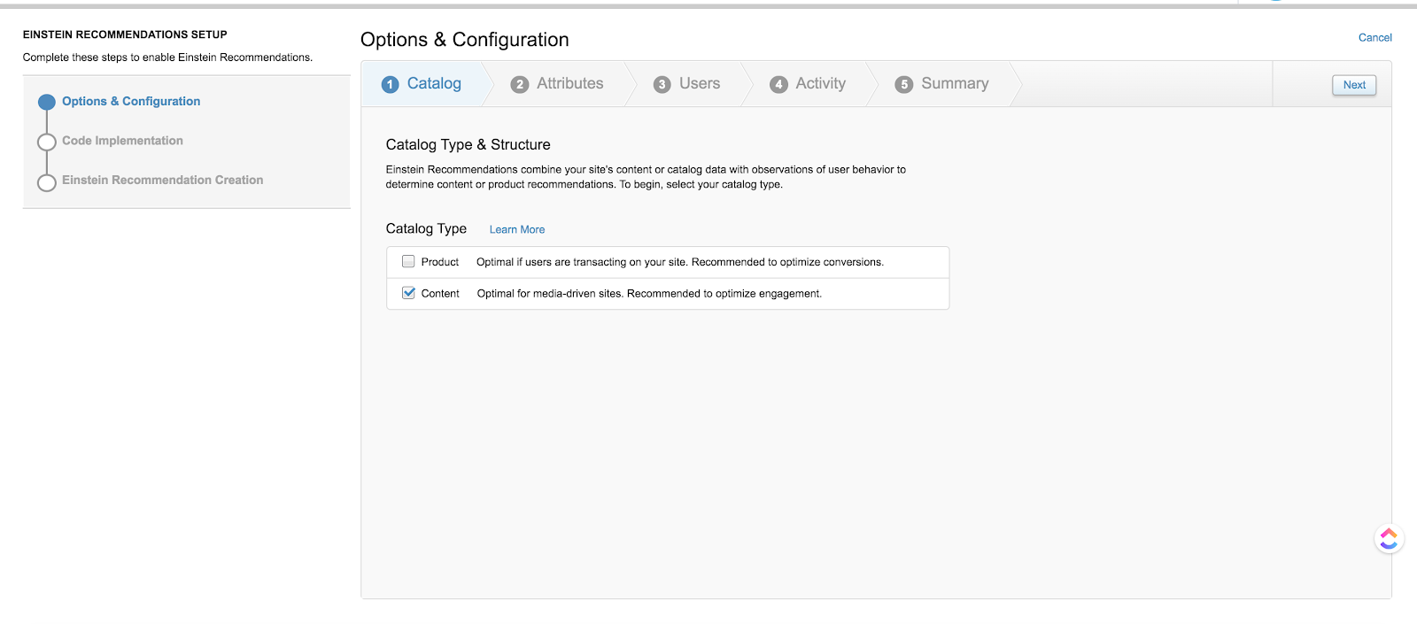 Options & Configure 