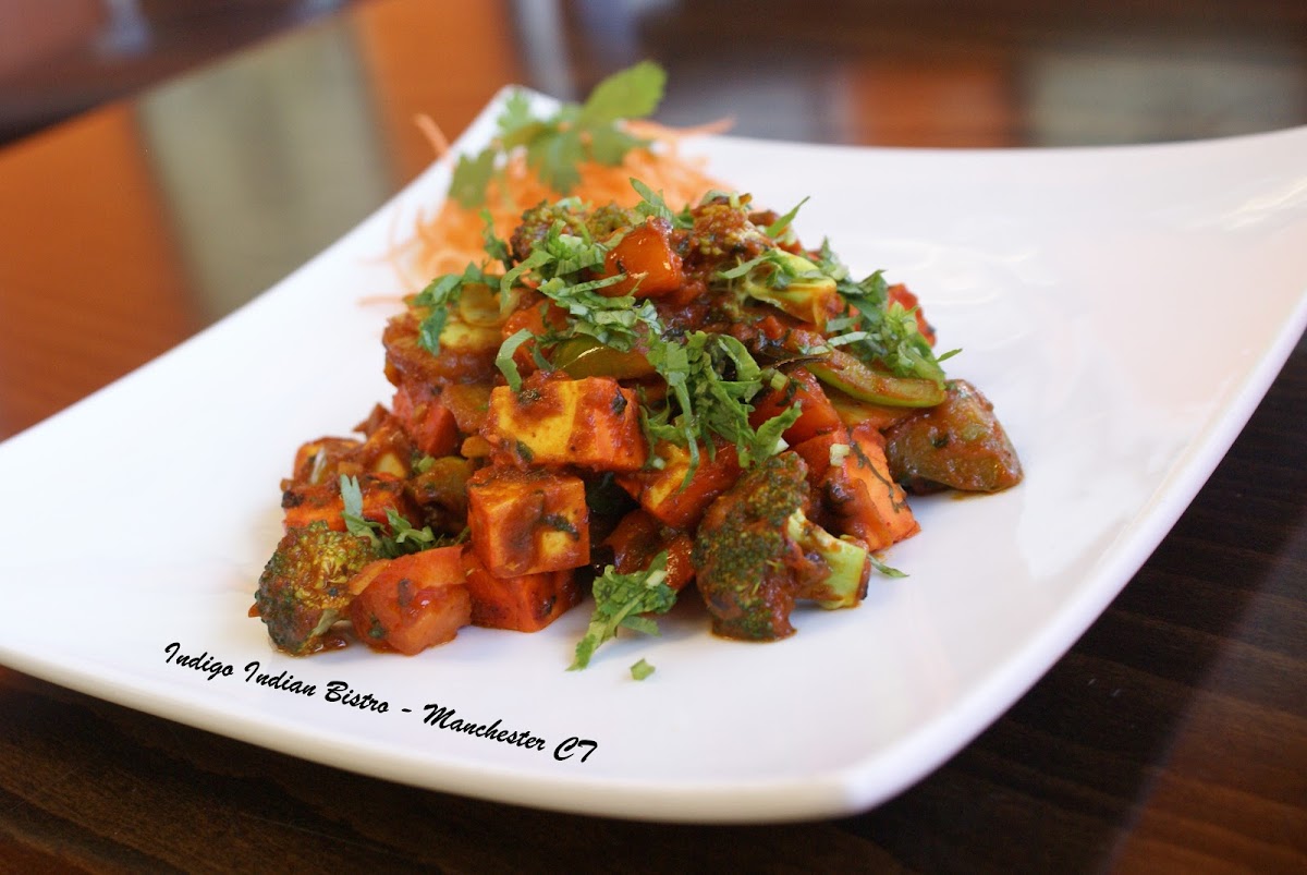 Tawa Paneer ( #GlutenFree ) - Cheese cooked on griddle with onion, tomato, peppers and spices