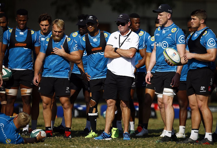 The Cell C Sharks coach Sean Everitt with the squad during a training session.