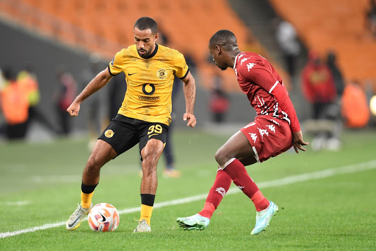 Kaizer Chiefs defender Reeve Frosler and Vusimuzi Mncube of Sekhukhune United during the DStv Premiership match at FNB Stadium on January 07, 2023.