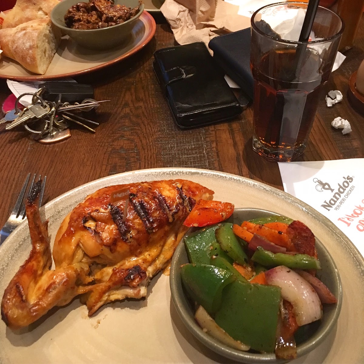 Peri Peri Chicken (medium heat) with grilled vegetables.