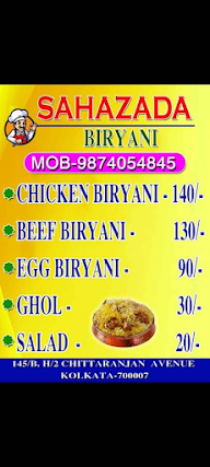 Sahazada Biryani menu 2