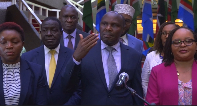 Head of Public Service Felix Koskei addresses the media on Friday after a whole of nation committee meeting to end the doctors strike.