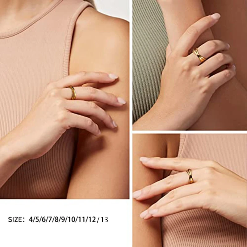 Three-Ring Rotating Ring for Couple Creative Personalized Anxiety Relief Rings Women Geometric Jewelry Design