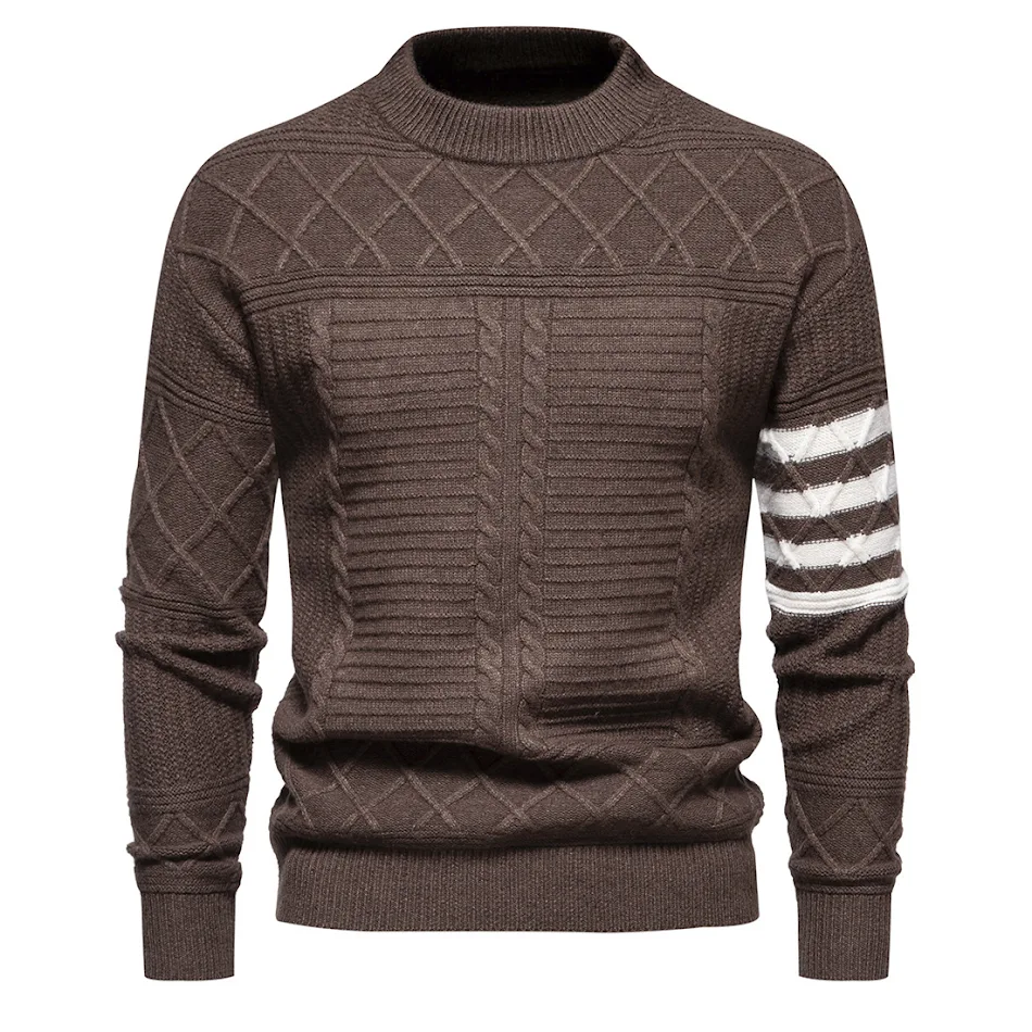 Suéter de punto para hombre Moda Simple Combinación de colores perfecto para un look casual y elegante. Cálido, cómodo y versátil para cualquier ocasión.
