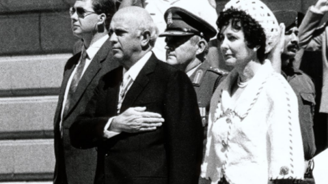 FW de Klerk with his late wife Marike during the opening of parliament in 1991.