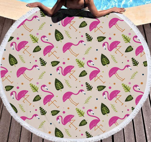 Title 2, Flamingo round beach towel for ultimate comfort...