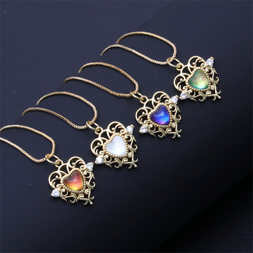Title 5, Hollow Heart-shaped Pendant Necklace with Heart...
