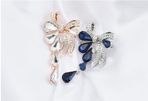 Title 2, Broche goutte deau nœud, fleur cristal diamant...