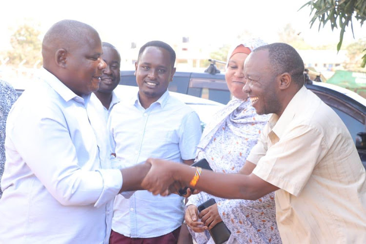 Kwale Deputy governor Chirema Kombo receives a warm welcome by Ukunda parents in Msambweni sub-county on Saturday, October 8, 2022.