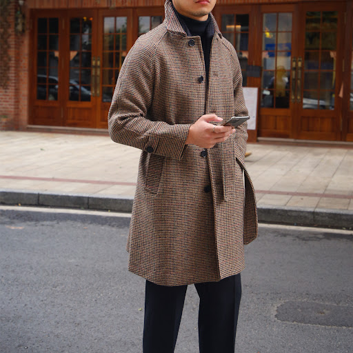 Title 5, Mid-length vintage wool coat with shoulder inse...