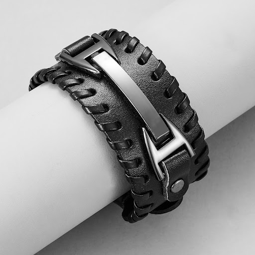 Title 3, Genuine Leather Macrame Bracelet Braided for Me...