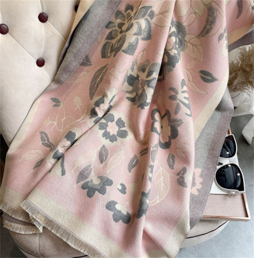 Title 3, Warm Floral Jacquard Faux Cashmere Ladies Scarf