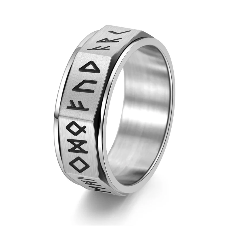 Viking Stainless Steel Rotatable Ring for Men, smooth rotation, stylish design, durable, wear-resistant, a modern and ma