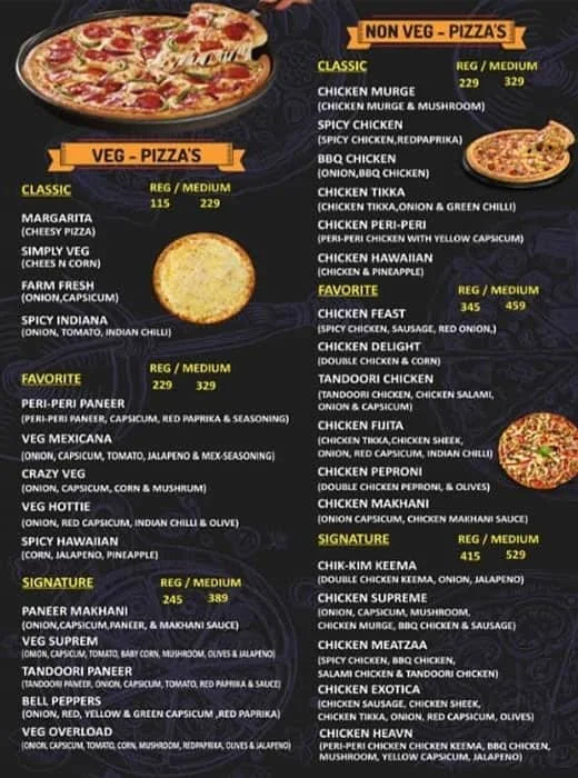 Snacky Zone menu 