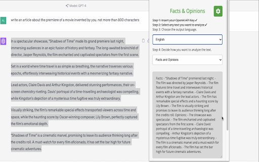 Facts & Opinions - Powered by ChatGPT API