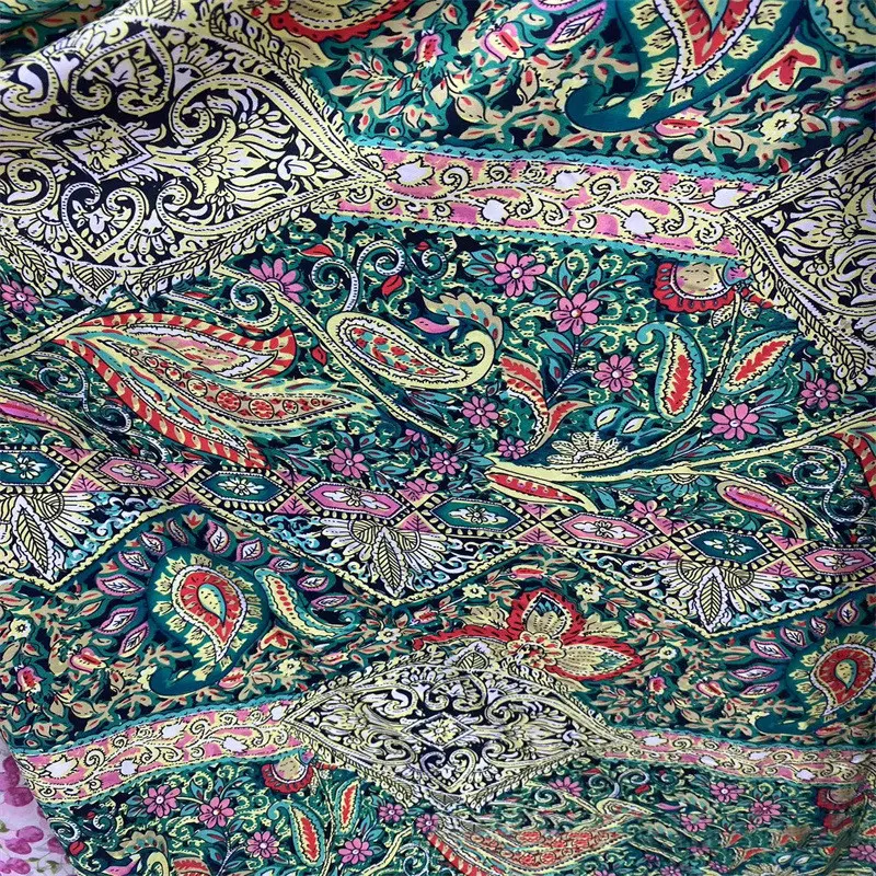 Tela para vestido de mujer, estilo antiguo, 100D elástica, estampada, para ropa de hogar, tejida y elegante.