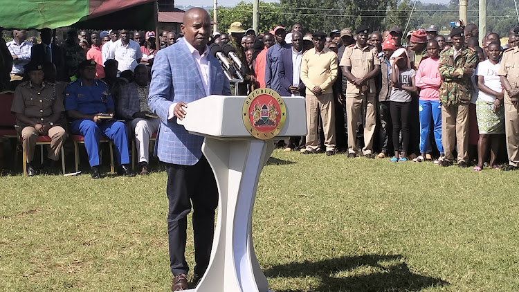 CS Kithure Kindiki speaks to residents in Sondu town on July15,2023