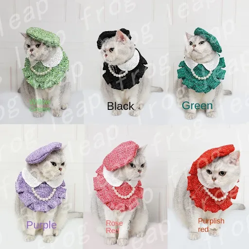 Christmas Novelty Bandana Hat for Cat Puppys Pet Collar Beret Painter Doll Hat Dog Cat Headdress Bib for Christmas