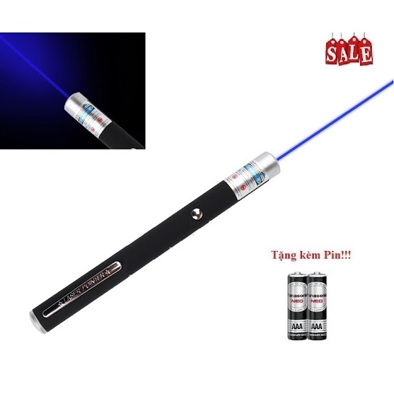 Bút Chỉ Trình Chiếu Tia Laser Vỏ Kim Loại Màu Xanh Lá - (Khoảng Cách Chiếu Xa Trên 5Km) Tặng Kèm Pin!!!