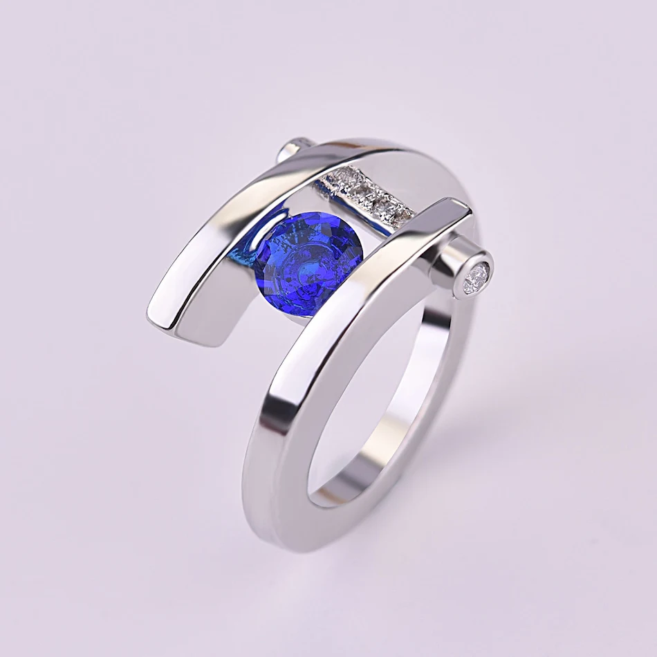 Europe And America Creative Modern Inlaid Sapphire Artificial Diamond Ring, a stylish and sparkling accessory