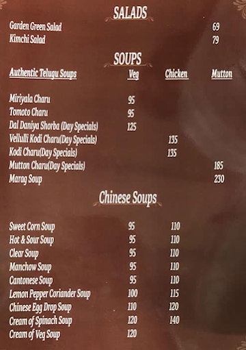 Kubera Authentic Telugu Cuisine menu 