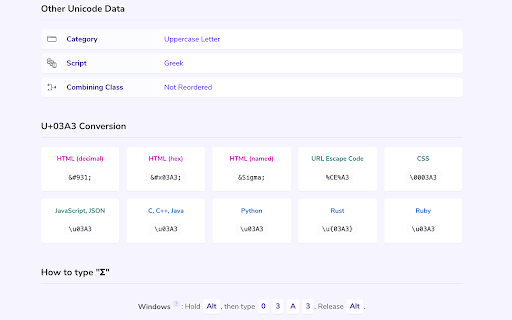 UnicodePlus - Search for Unicode characters