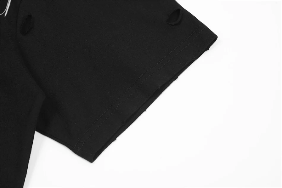 Mode Persoonlijkheid Distressed T-shirt Heren Korte Mouw