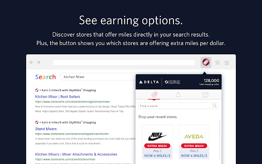 Delta Air Lines SkyMiles® Shopping button