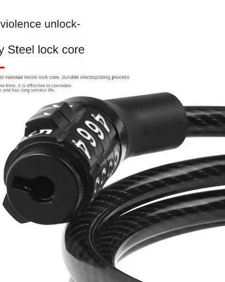 Anti-theft Bike Lock Steel Cable Chain Safety MTB Bike Ca... - 2