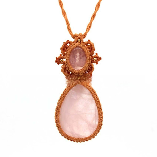 Title 5, Amethyst drop-shaped hand-woven adjustable pend...