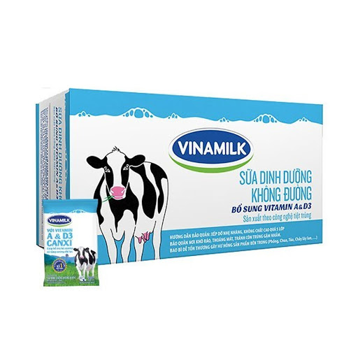 Sữa tiệt trùng Vinamilk không đường thùng 48 túi x 220ml