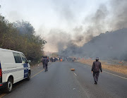 Members of Metro Police on the M19 highway on Monday.