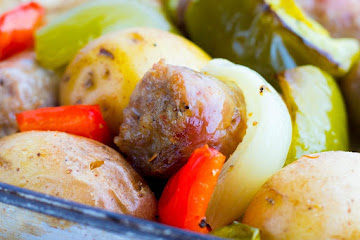 One Pan Sausage, Peppers, Onions and Potatoes