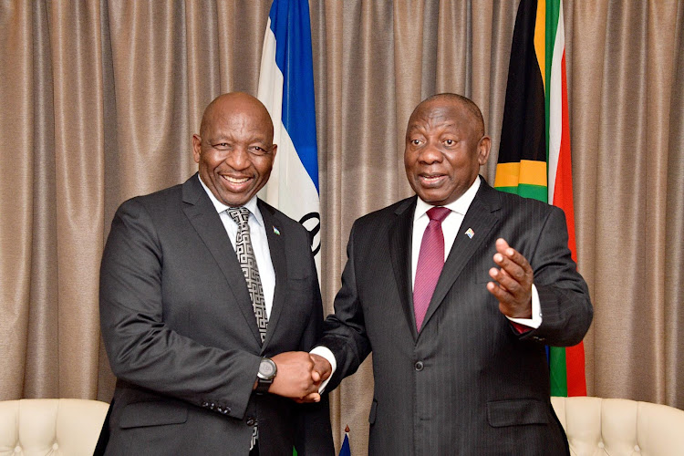 President Cyril Ramaphosa and prime minister of Lesotho Samuel Matekane at the inaugural session of the South Africa – Lesotho bi-national commission in Pretoria on Thursday.