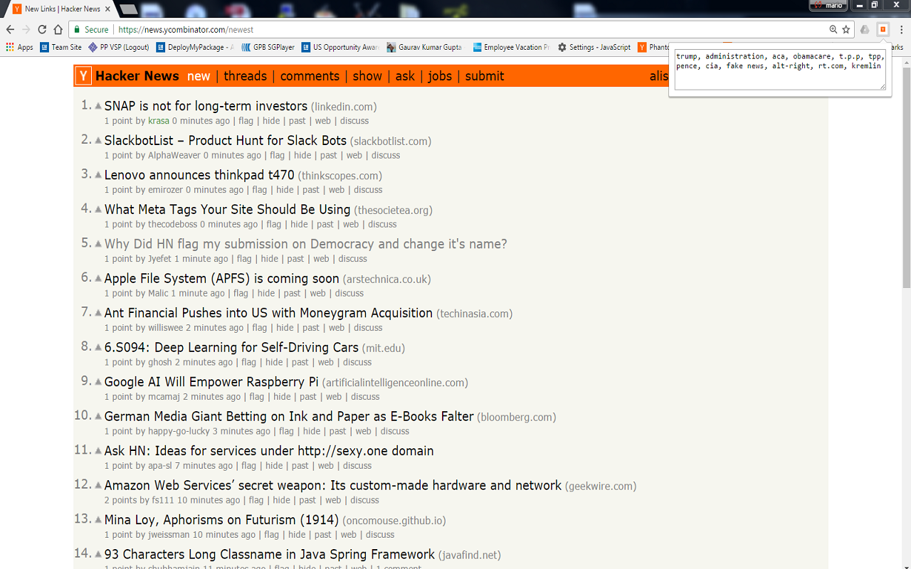 HN Keyword Filter Preview image 1