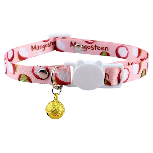 New Beautiful Fruit Printing Cat Collars With Bells Convenient Breakaway Pet Dog Necklace Cats Accessories Pet Product H