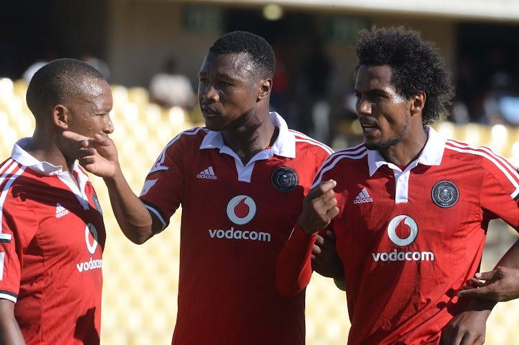 Former Orlando Pirates players Lehlohonolo Majoro, Siyabonga Sangweni and Issa Sarr. File image