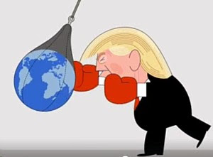 Karikatur: Trump am Punching-Ball.