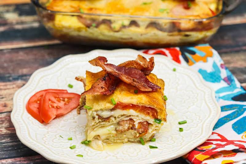 A Slice Of Kentucky Hot Brown Bake On A Plate.