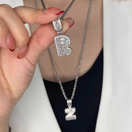 Title 7, Hip Hop Rock Candy Letter Pendant Zircon Neckla...