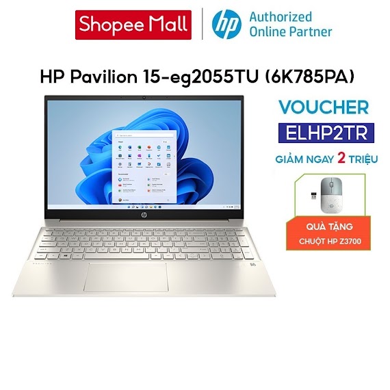 [Voucher Elhp2Tr Giảm 2 Triệu] Laptop Hp Pavilion 15 - Eg2055Tu 6K785Pa I7 - 1260P | 8Gb | 512Gb | 15.6' Fhd | Win 11